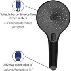 Wenko Duschkopf Ultimate Shower Schwarz/Grau Ø 13 Cm 25 Wenko Duschkopf Ultimate Shower Schwarz/Grau Ø 13 Cm -Badezimmerprodukte Geschäft 903405 1068 06