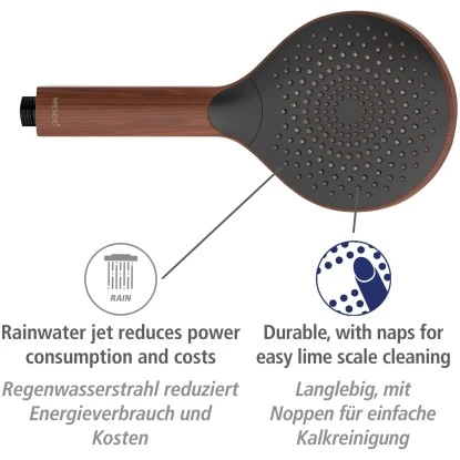 Wenko Duschkopf Watersaving Wood Ø 12 Cm 2 Wenko Duschkopf Watersaving Wood Ø 12 Cm – Bild 2