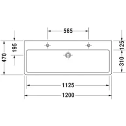 Duravit DU Waschtisch Vero 1200 Mm Mit ÜL, Mit HLB, 2 HL, Weiß -Badezimmerprodukte Geschäft 9356 print masszeichnung 5