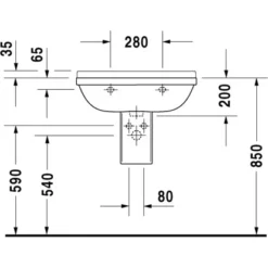 Duravit Waschtisch Starck 3 65 Cm Weiß Mit Überlauf Und 1 Hahnloch -Badezimmerprodukte Geschäft 946930 4123 030065V1