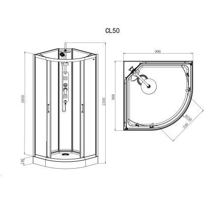 Sanotechnik Komplettdusche Epic Rund Schwarz 235 Cm X 90 Cm X 90 Cm 2 Sanotechnik Komplettdusche Epic Rund Schwarz 235 Cm X 90 Cm X 90 Cm – Bild 2