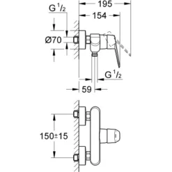 Grohe Eurodisc C Einhand-Brausebatterie DN 15 5 Grohe Eurodisc C Einhand-Brausebatterie DN 15 -Badezimmerprodukte Geschäft brausebatterie mazeichnung