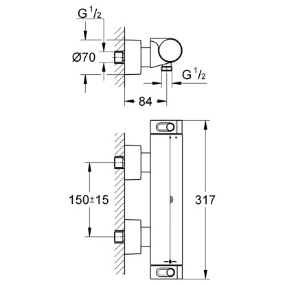 Grohe Thermostat-Brausebatterie Grohtherm 2000 DN 15 2 Grohe Thermostat-Brausebatterie Grohtherm 2000 DN 15 – Bild 2