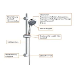 Eisl WELLY Stangenbrauseset Chrom -Badezimmerprodukte Geschäft setwelly5funktionenchrom 3